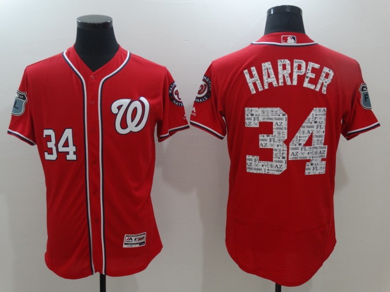 2017 MLB Washington Nationals #34 Harper Red Jerseys